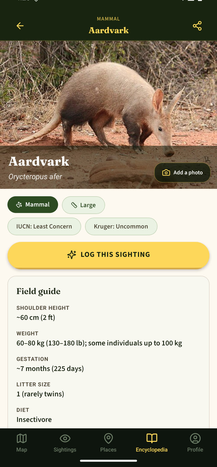 Aardwolf species page with quick facts and habitat notes